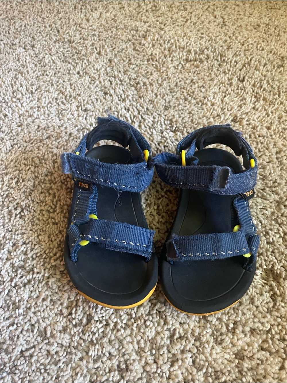 Teva Kids Navy Sandals with Yellow Accents